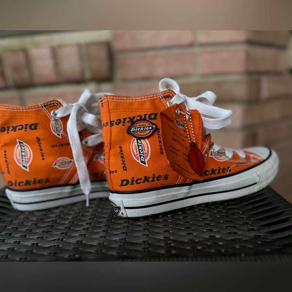New Dickies Motif Canvas High Tops, Unisex, Orange, US Size 4.5